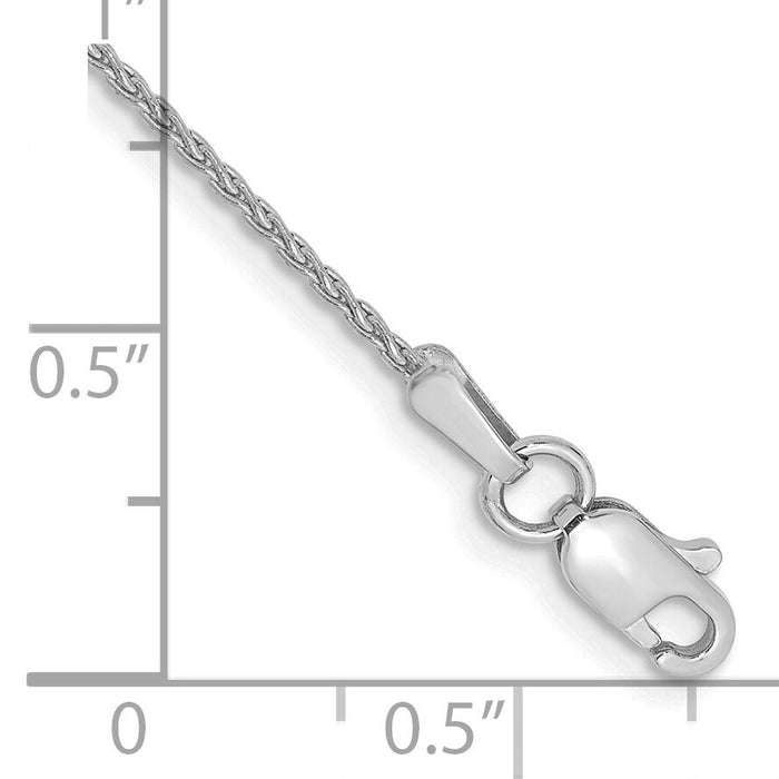 14k White Gold 1.2mm Parisian Wheat Chain Anklet-PEN261-9