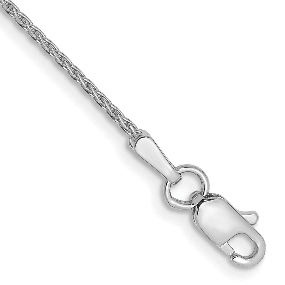 14K White Gold 1mm D/C Parisian Wheat Chain Anklet-PEN269-10