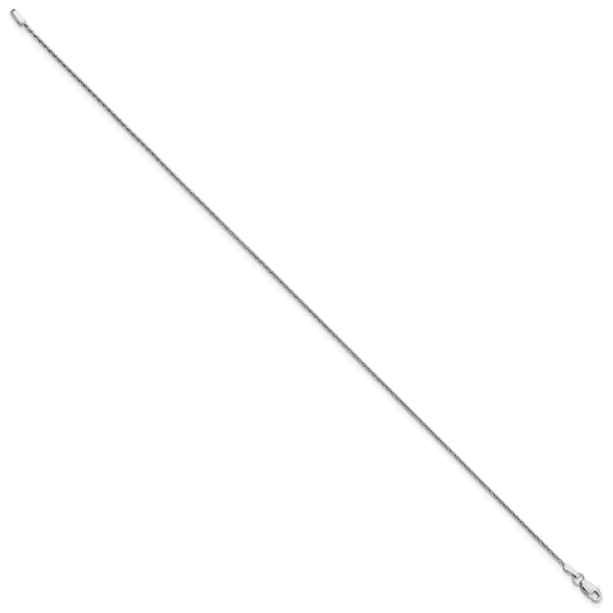 14K White Gold 1.4mm D/C Parisian Wheat Chain Anklet-PEN270-10