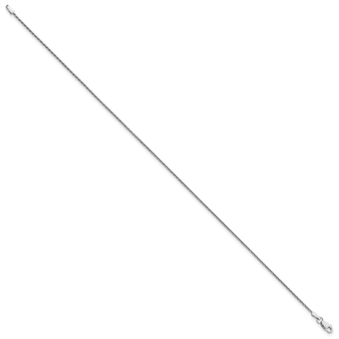 14K White Gold 1.4mm D/C Parisian Wheat Chain Anklet-PEN270-10
