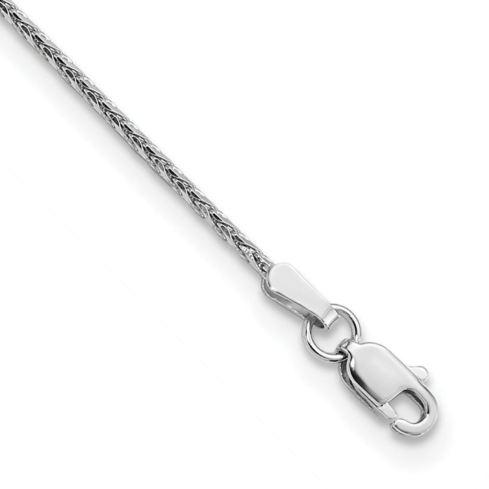 14K White Gold 1.4mm D/C Parisian Wheat Chain Anklet-PEN270-10