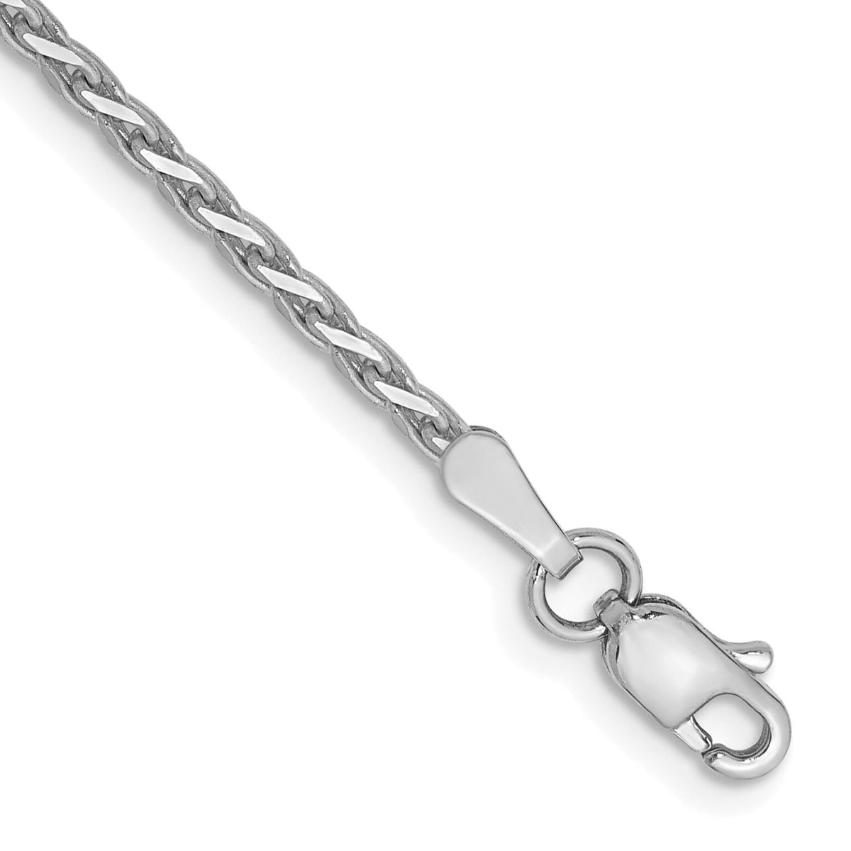14k White Gold 1.6mm D/C Parisian Wheat Chain Anklet-PEN271-10