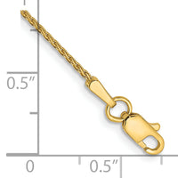 14K 1.0mm D/C Parisian Wheat Chain Anklet-PEN275-10