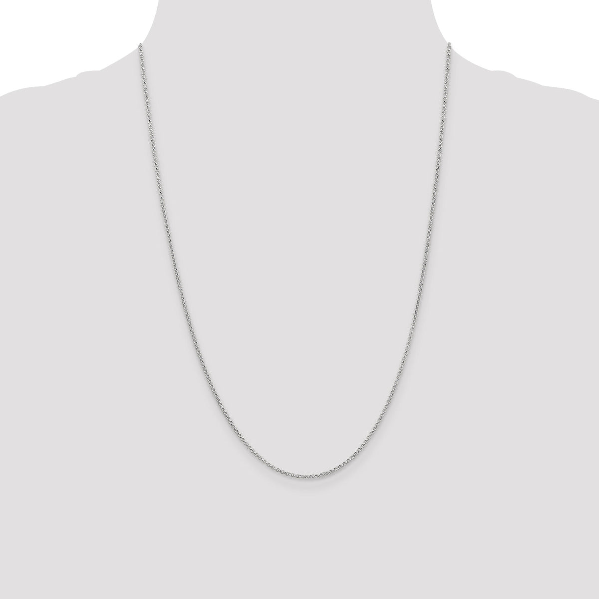 14k White Gold 1.55mm Rolo Pendant Chain-PEN323-24