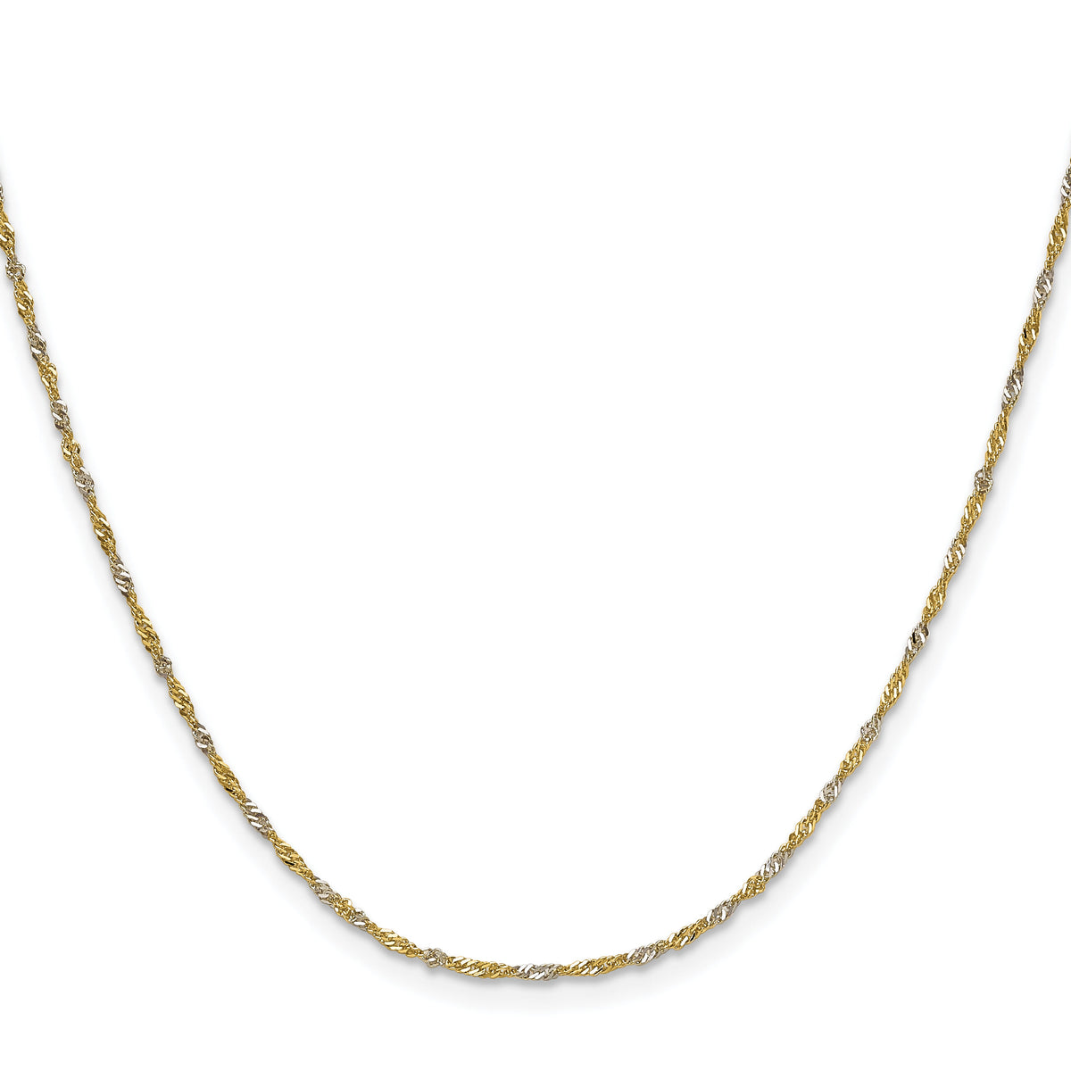 14k Yellow Gold with Rhodium 1.4mm Singapore Chain-PEN333-16