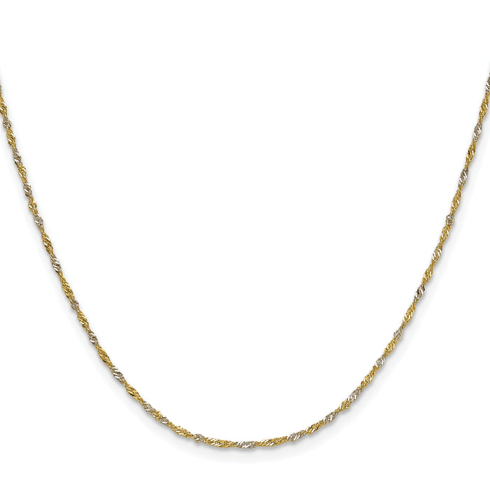 14k Yellow Gold with Rhodium 1.4mm Singapore Chain-PEN333-24