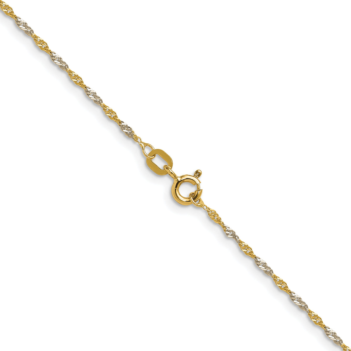 14k Yellow Gold with Rhodium 1.4mm Singapore Chain-PEN333-20