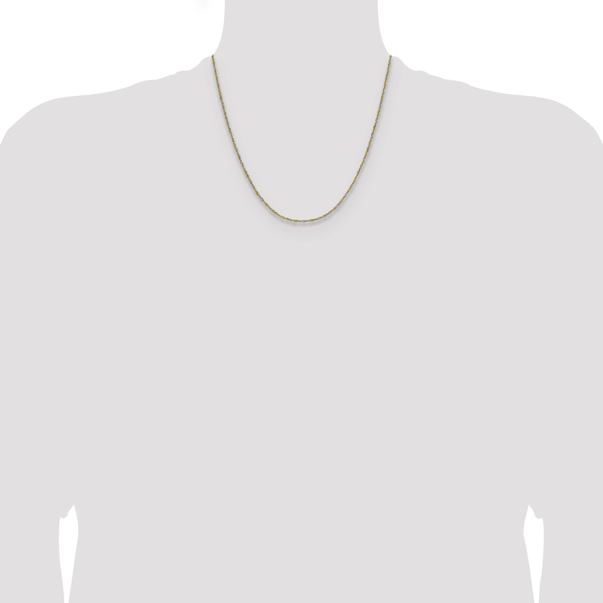 14k Yellow Gold with Rhodium 1.4mm Singapore Chain-PEN333-20