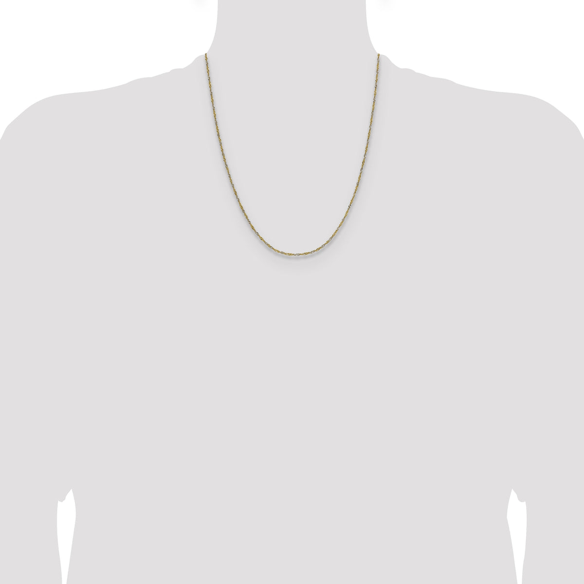 14k Yellow Gold with Rhodium 1.4mm Singapore Chain-PEN333-22