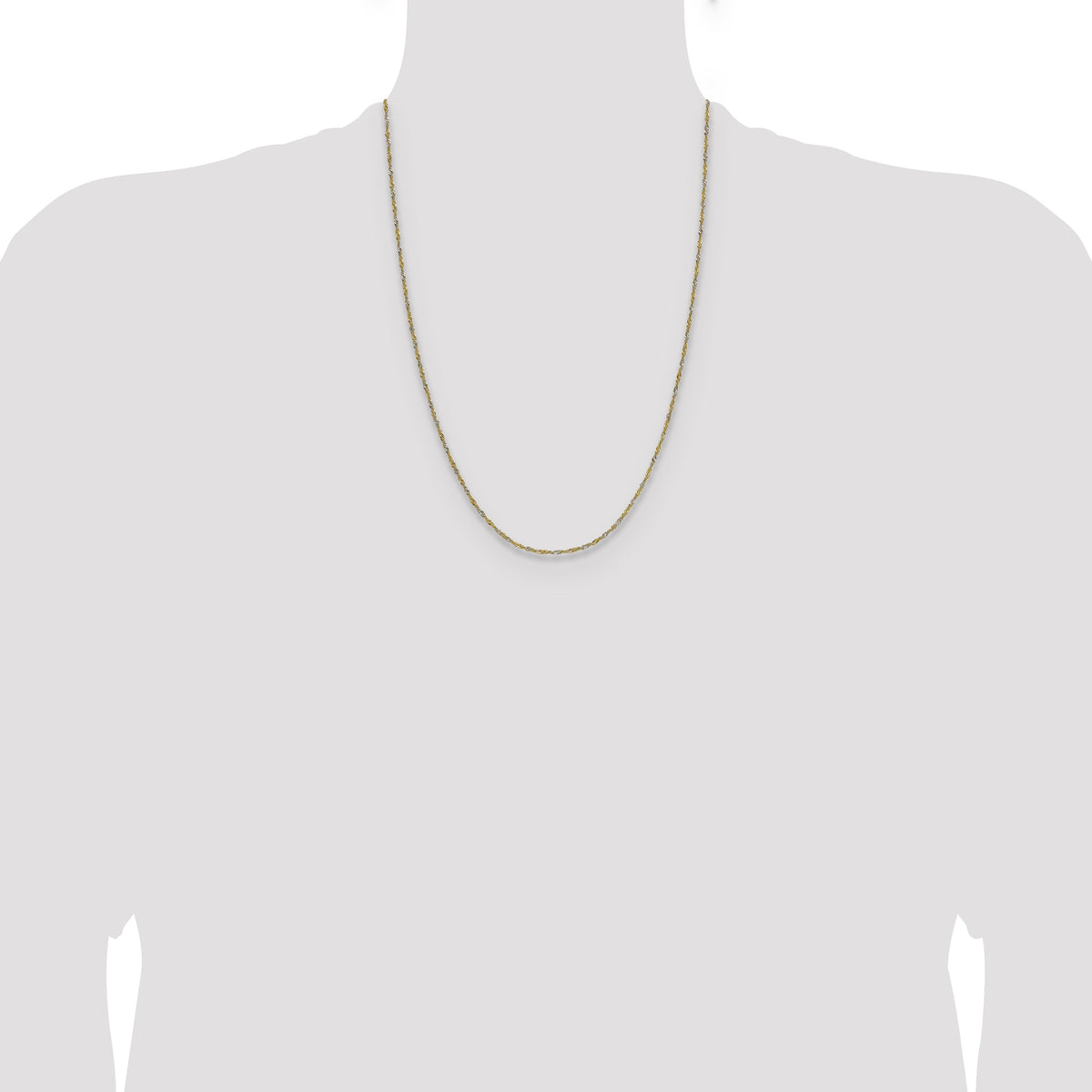 14k Yellow Gold with Rhodium 1.4mm Singapore Chain-PEN333-24