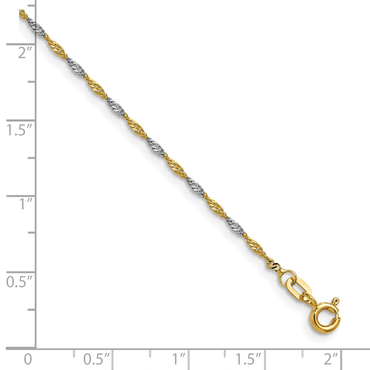 14k Yellow Gold with Rhodium 1.4mm Singapore Chain-PEN333-8
