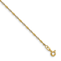 14k Yellow Gold with Rhodium 1.4mm Singapore Chain-PEN333-20