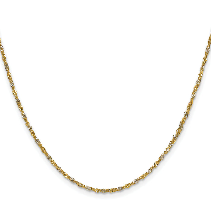 14k Yellow Gold with Rhodium 1.65mm Singapore Chain-PEN334-18