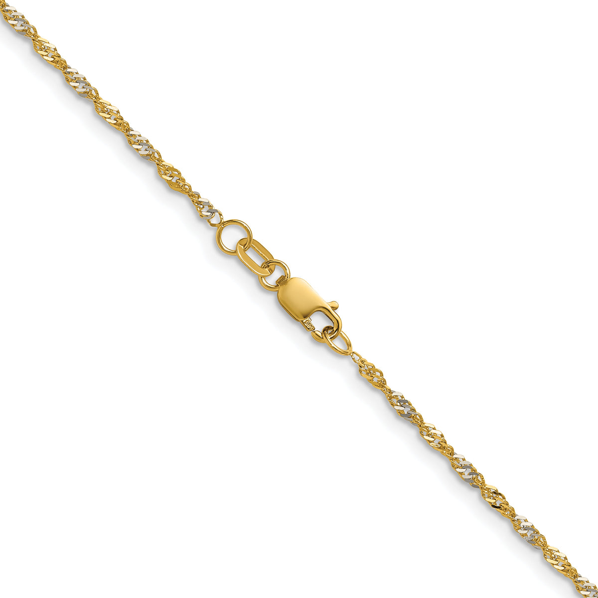 14k Yellow Gold with Rhodium 1.65mm Singapore Chain-PEN334-20