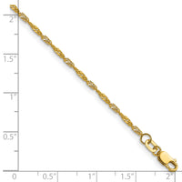 14k Yellow Gold with Rhodium 1.65mm Singapore Chain-PEN334-22