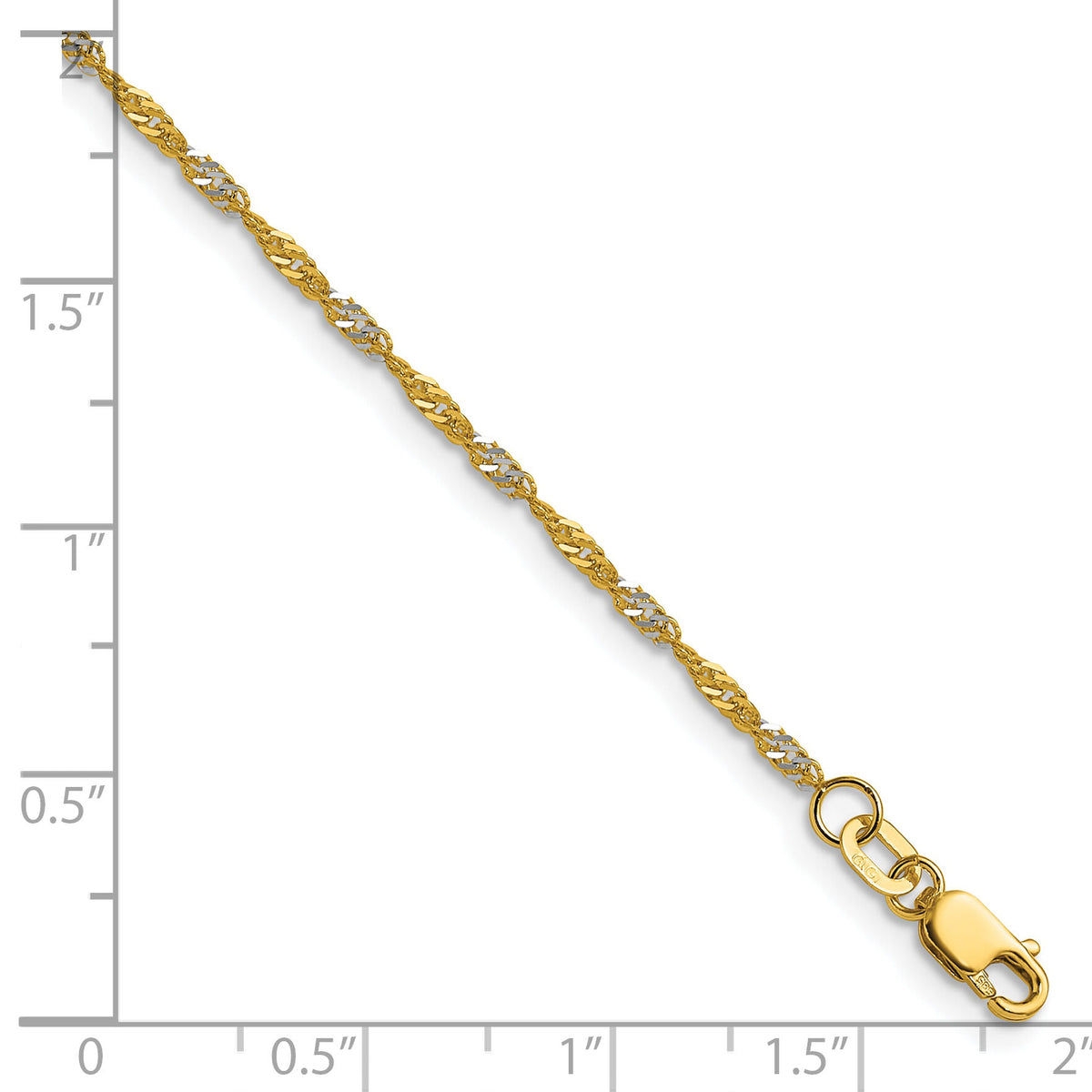 14k Yellow Gold with Rhodium 1.65mm Singapore Chain-PEN334-7