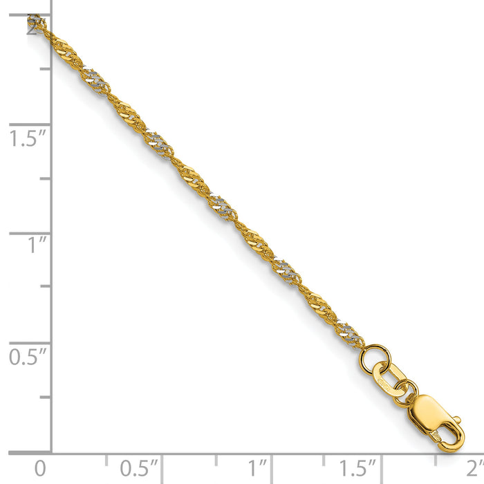 14k Yellow Gold with Rhodium 1.65mm Singapore Chain-PEN334-8