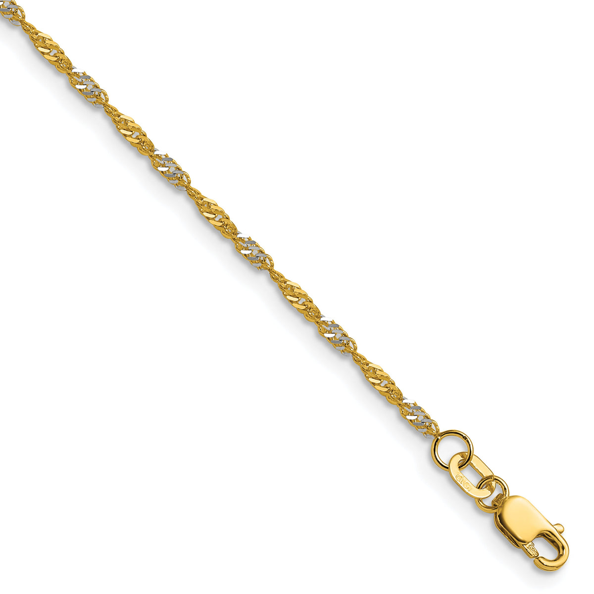 14k Yellow Gold with Rhodium 1.65mm Singapore Chain-PEN334-8