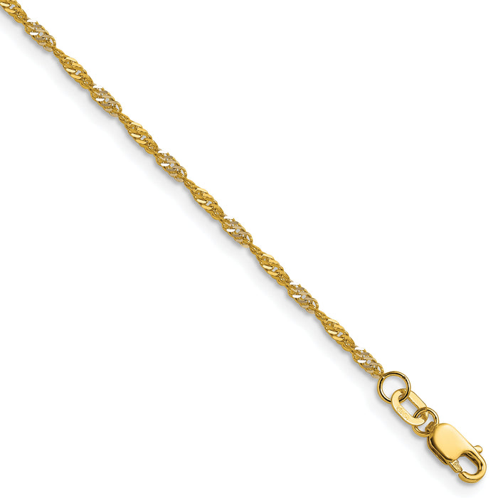 14k Yellow Gold with Rhodium 1.65mm Singapore Chain-PEN334-24
