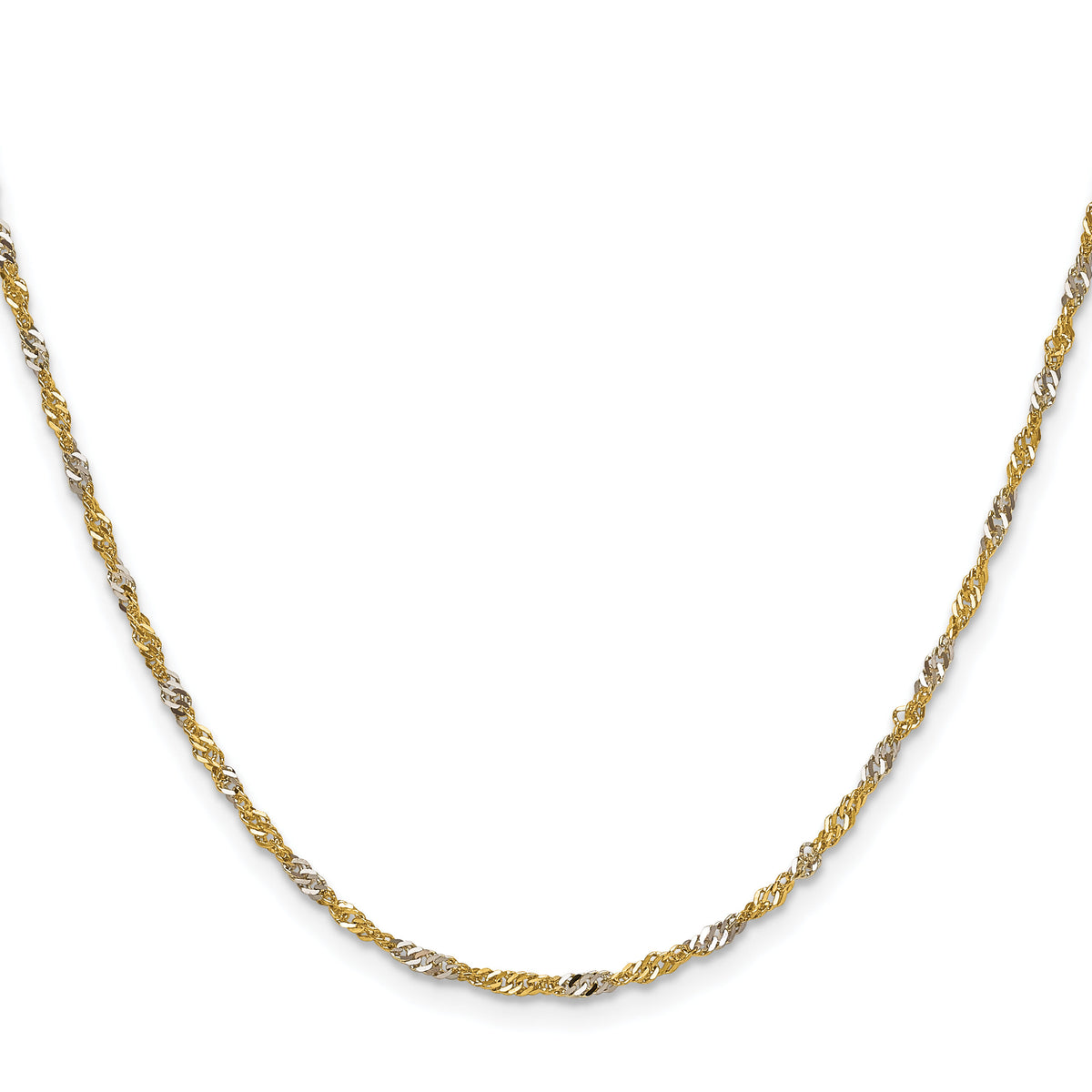 14k Yellow Gold with Rhodium 1.9mm Singapore Chain-PEN335-22