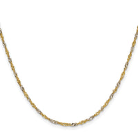 14k Yellow Gold with Rhodium 1.9mm Singapore Chain-PEN335-20