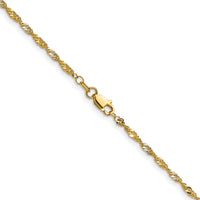 14k Yellow Gold with Rhodium 1.9mm Singapore Chain-PEN335-20