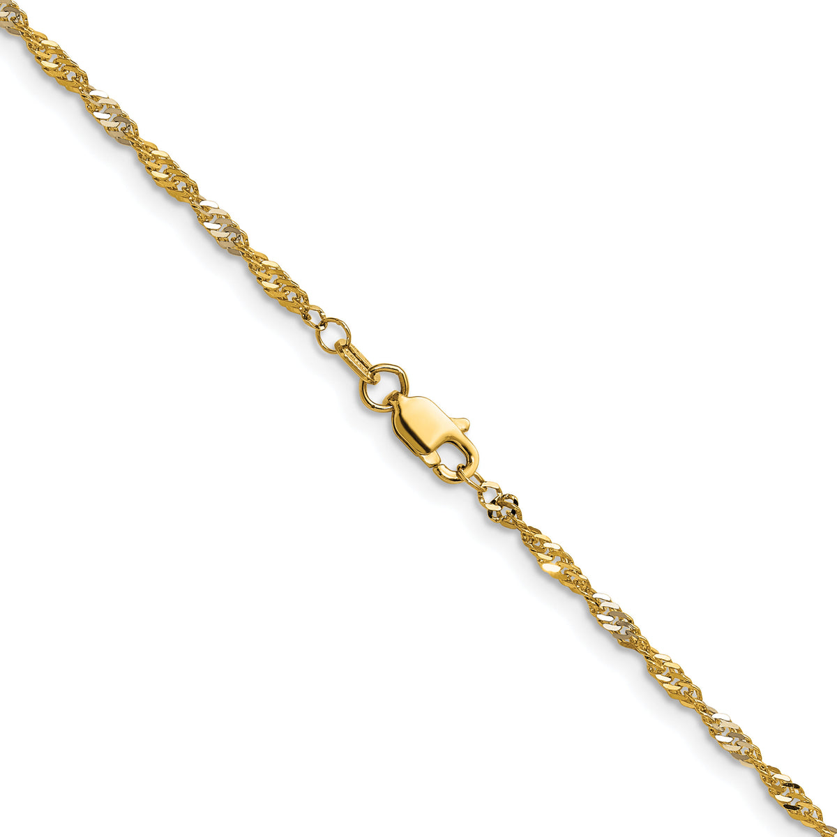 14k Yellow Gold with Rhodium 1.9mm Singapore Chain-PEN335-24