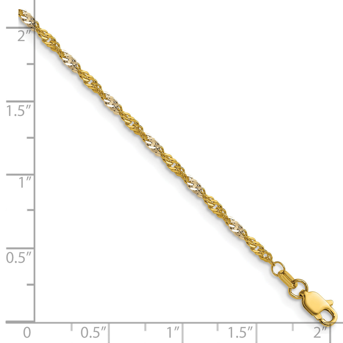 14k Yellow Gold with Rhodium 1.9mm Singapore Chain-PEN335-16