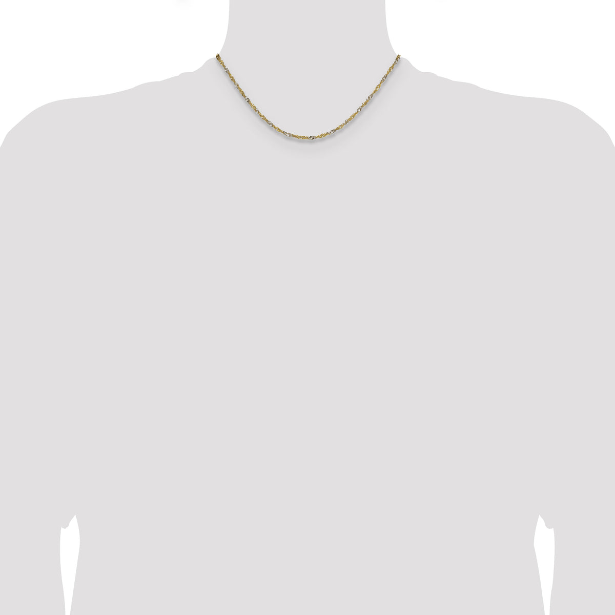 14k Yellow Gold with Rhodium 1.9mm Singapore Chain-PEN335-16
