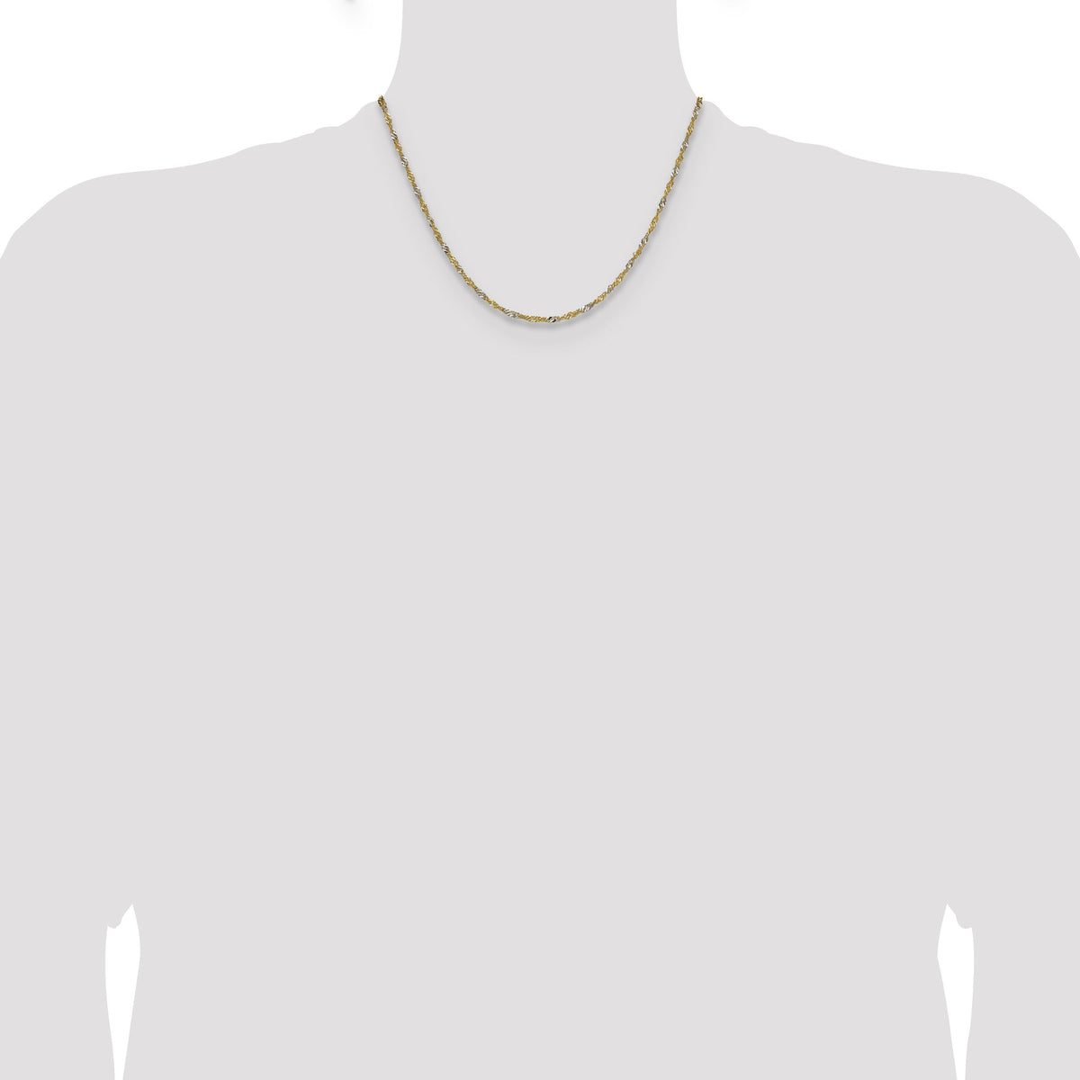 14k Yellow Gold with Rhodium 1.9mm Singapore Chain-PEN335-18