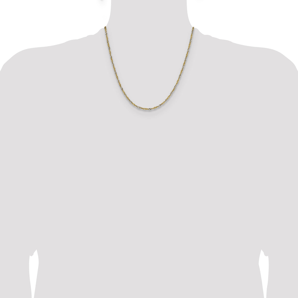 14k Yellow Gold with Rhodium 1.9mm Singapore Chain-PEN335-20