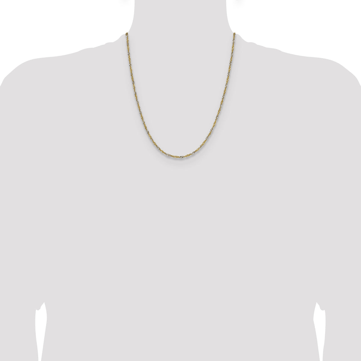 14k Yellow Gold with Rhodium 1.9mm Singapore Chain-PEN335-22