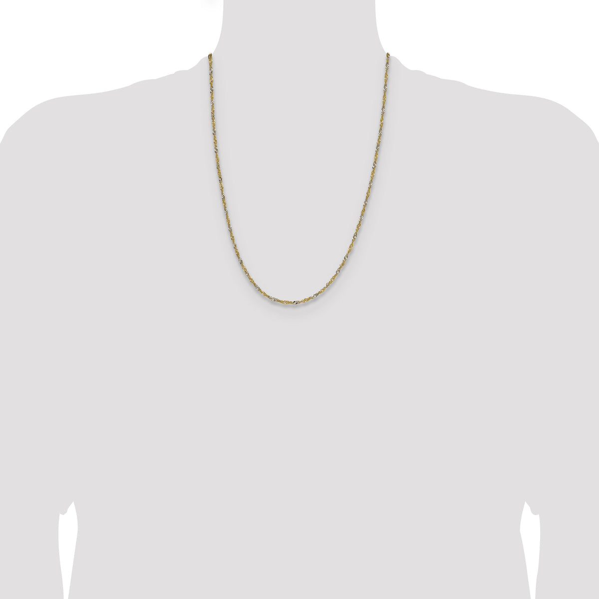 14k Yellow Gold with Rhodium 1.9mm Singapore Chain-PEN335-24