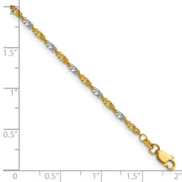 14k Yellow Gold with Rhodium 1.9mm Singapore Chain-PEN335-7