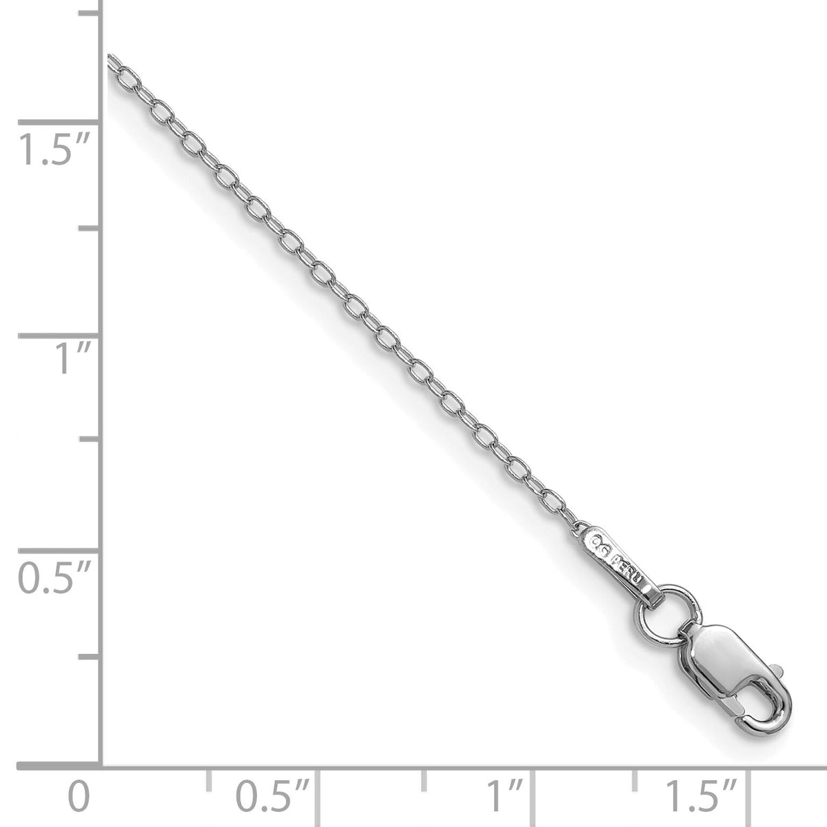 14k White Gold .8mm Forzantine Cable Chain Anklet-PEN337W-9