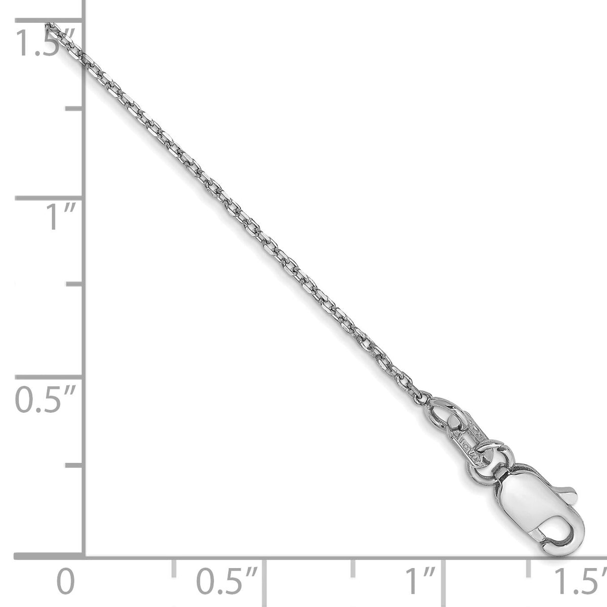 14k White Gold 1.0mm D/C Forzantine Cable Chain Anklet-PEN339W-10
