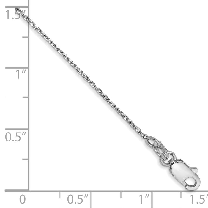 14k White Gold 1.0mm D/C Forzantine Cable Chain Anklet-PEN339W-10