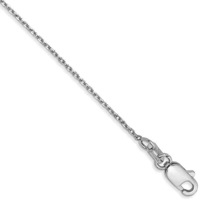 14k White Gold 1.0mm D/C Forzantine Cable Chain Anklet-PEN339W-10