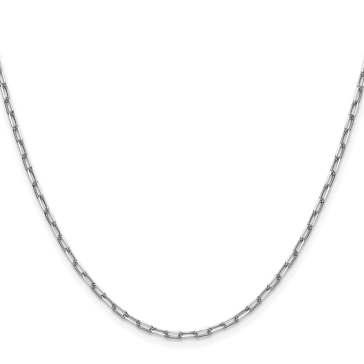 14k White Gold 2.1mm Solid Beveled Paperclip Chain-PEN342W-18