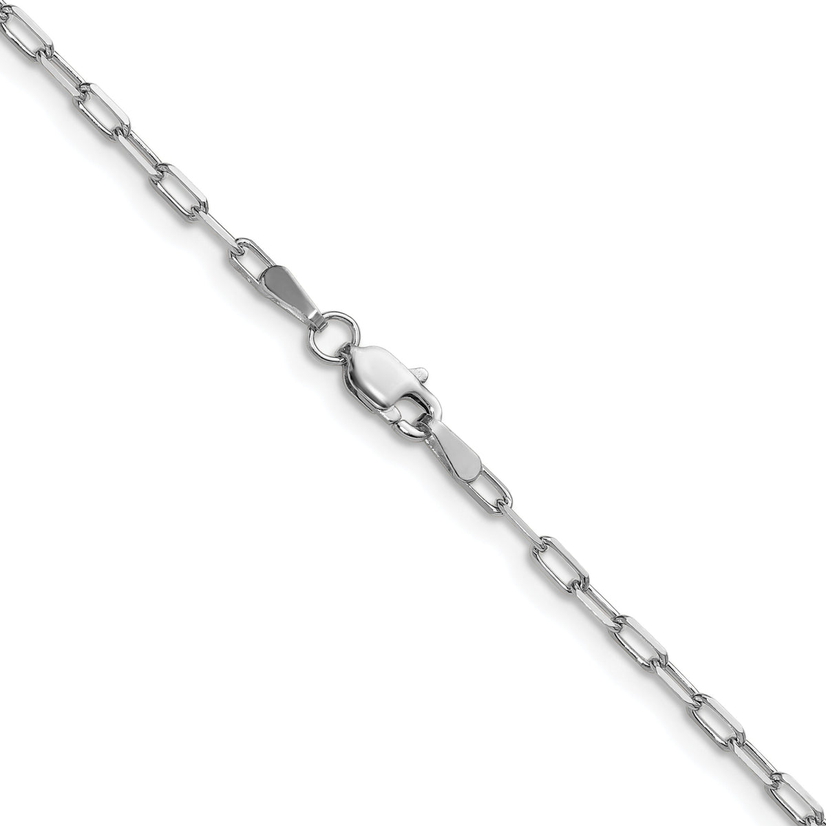 14k White Gold 2.1mm Solid Beveled Paperclip Chain-PEN342W-20