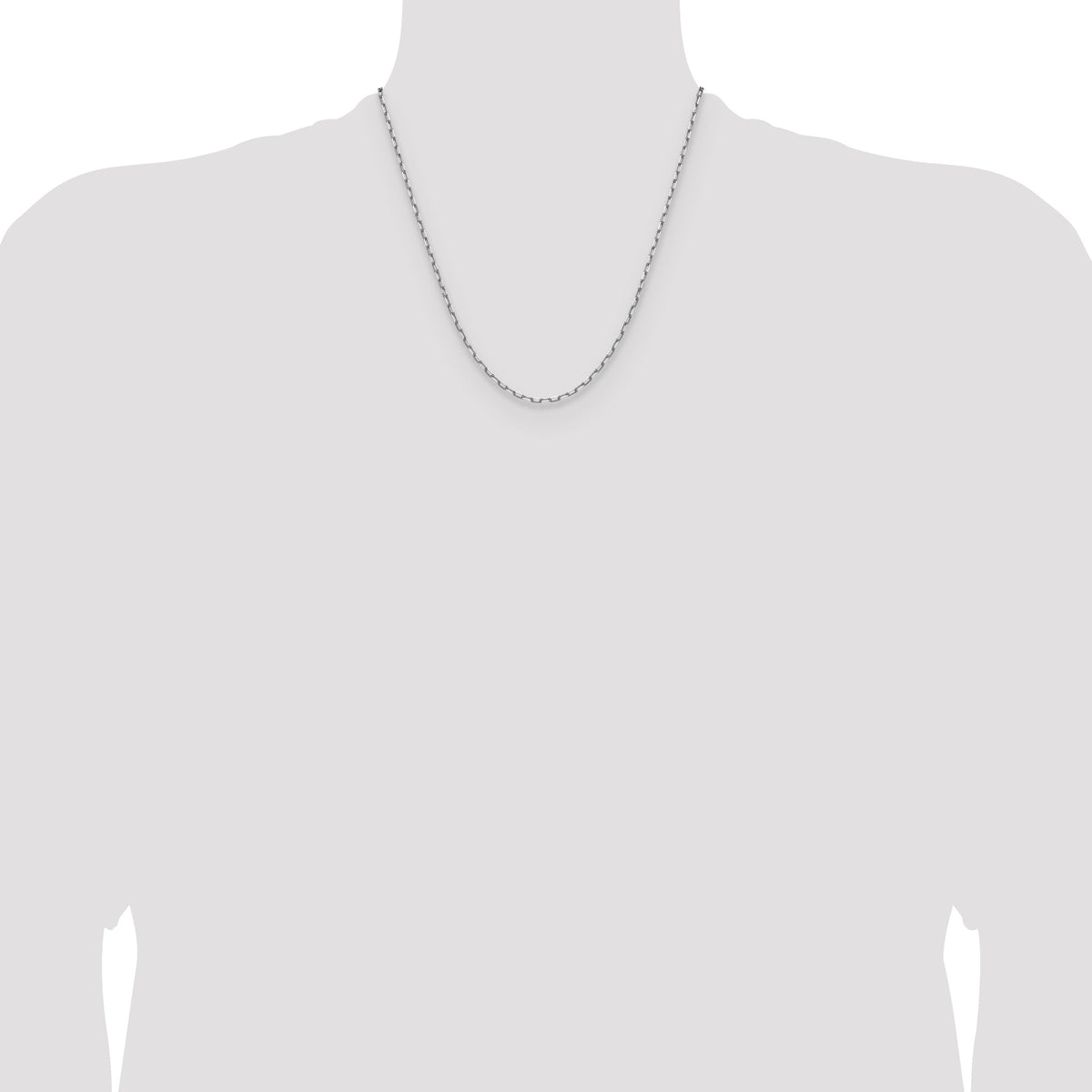 14k White Gold 2.1mm Solid Beveled Paperclip Chain-PEN342W-20