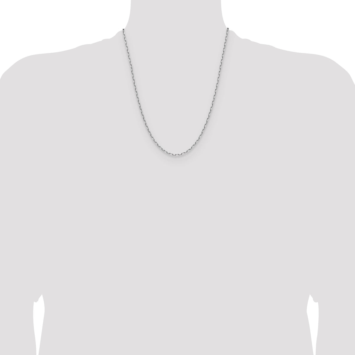 14k White Gold 2.1mm Solid Beveled Paperclip Chain-PEN342W-22