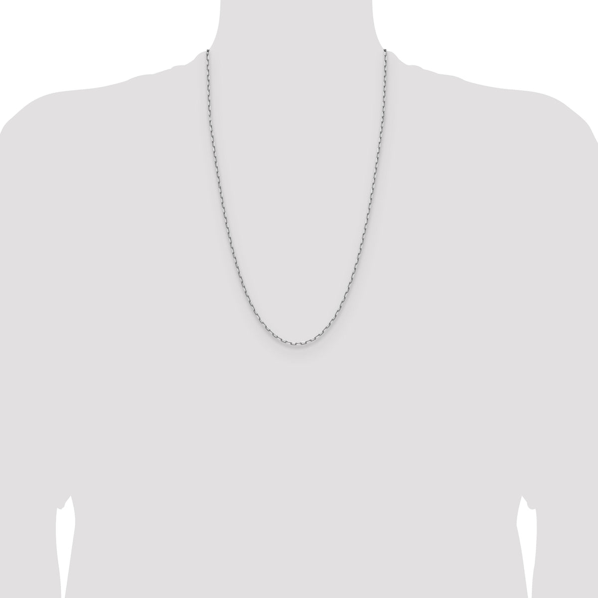14k White Gold 2.1mm Solid Beveled Paperclip Chain-PEN342W-26