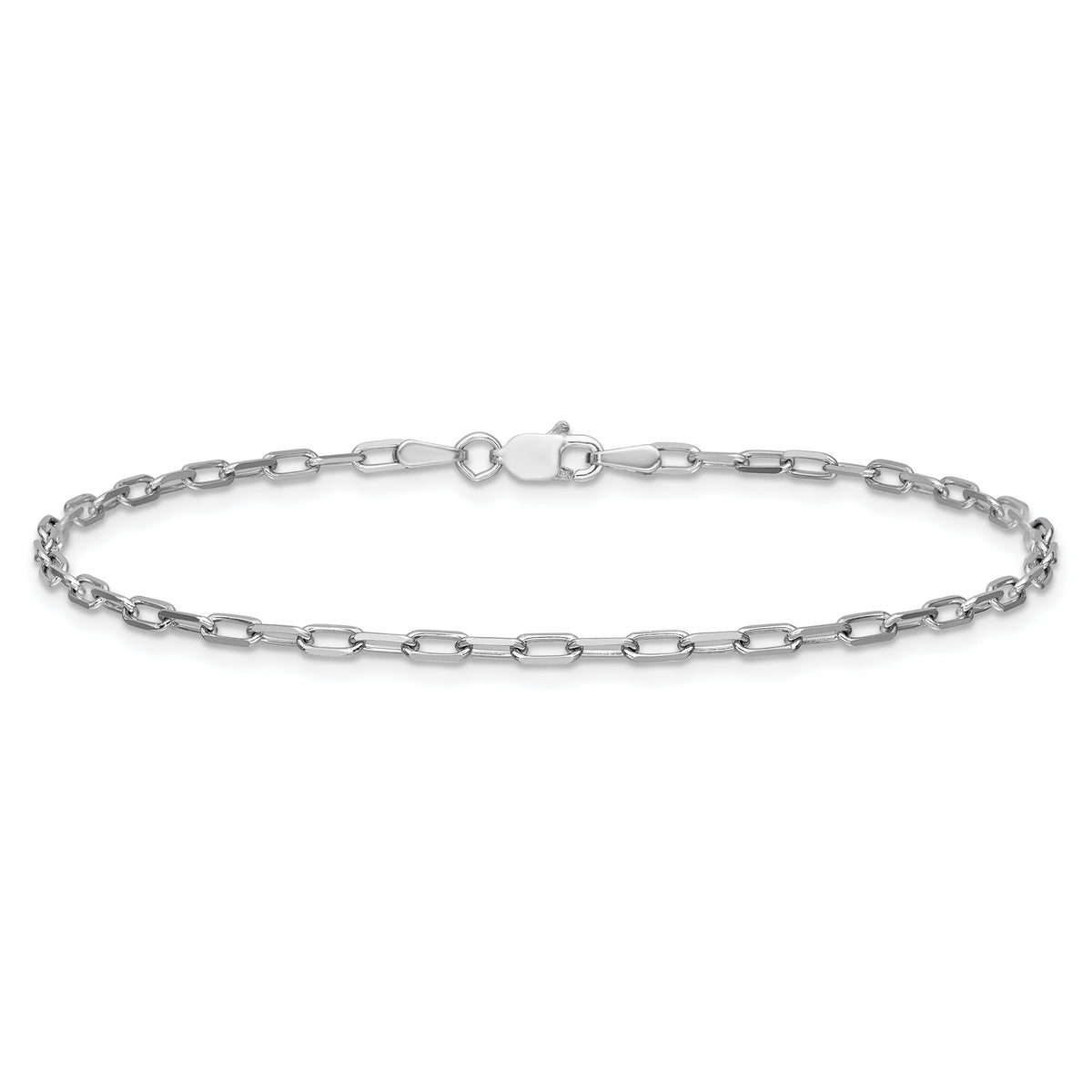 14k White Gold 2.1mm Solid Beveled Paperclip Chain-PEN342W-10
