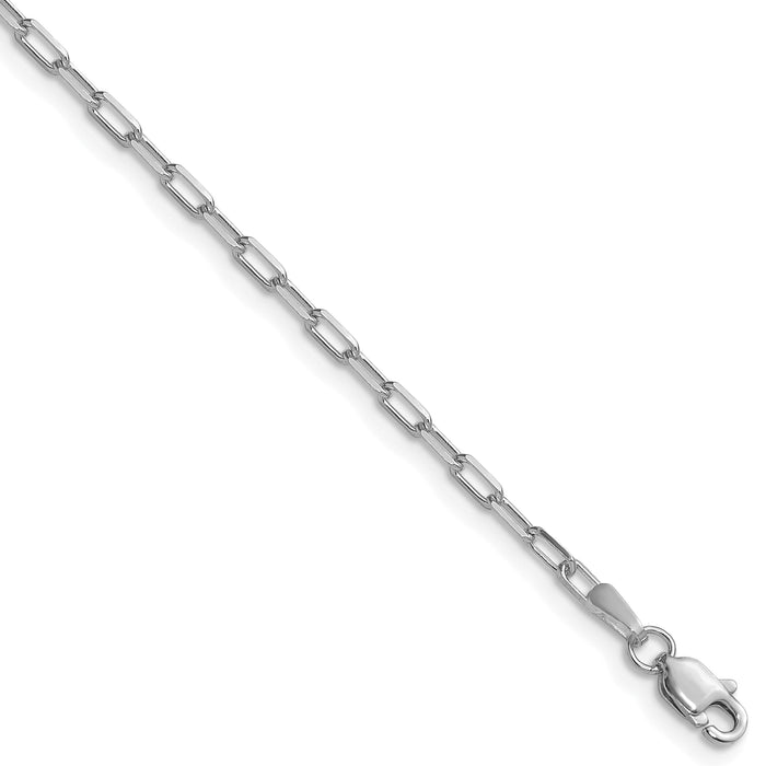 14k White Gold 2.1mm Solid Beveled Paperclip Chain-PEN342W-20