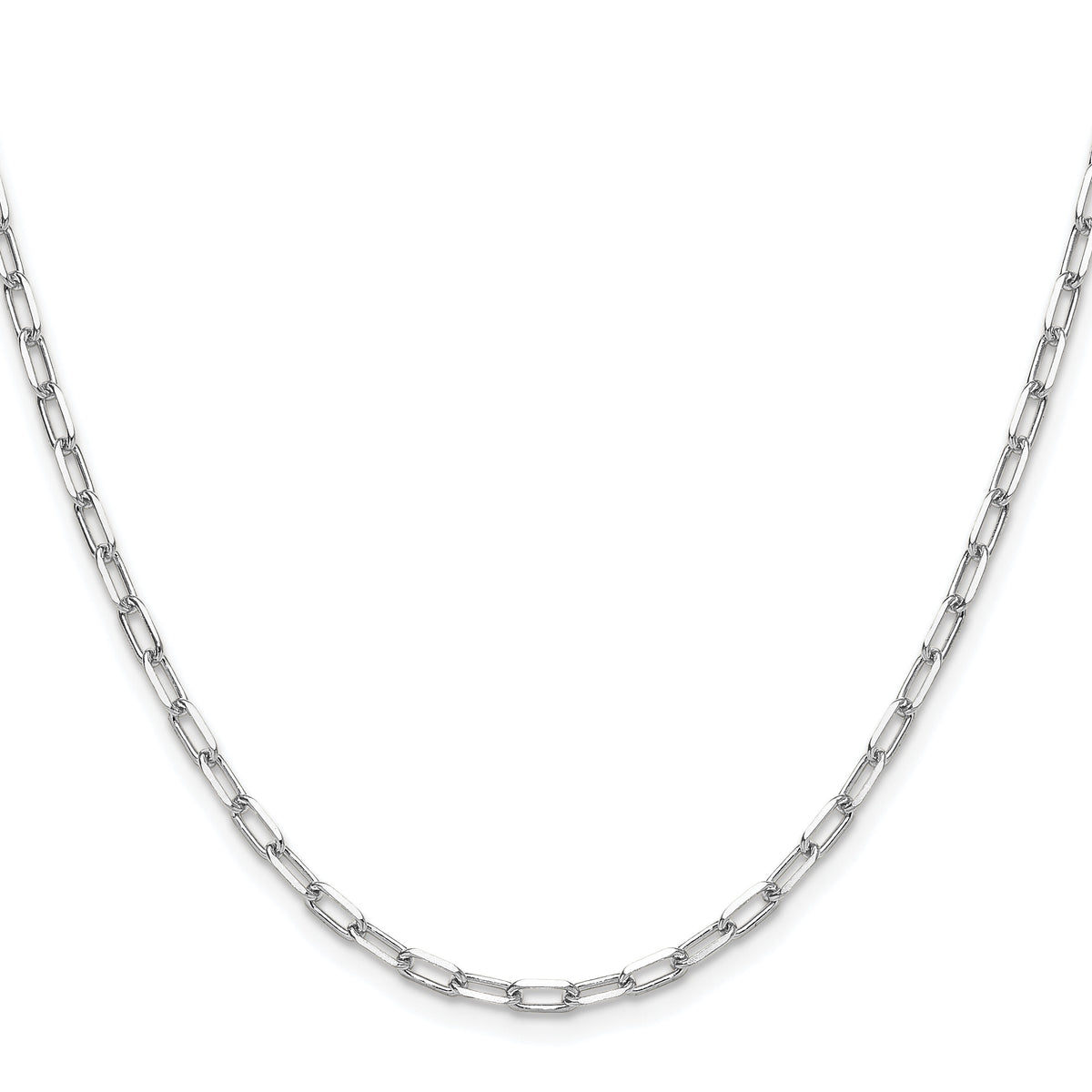 14k White Gold 3.0mm Solid Beveled Paperclip Chain-PEN343W-18