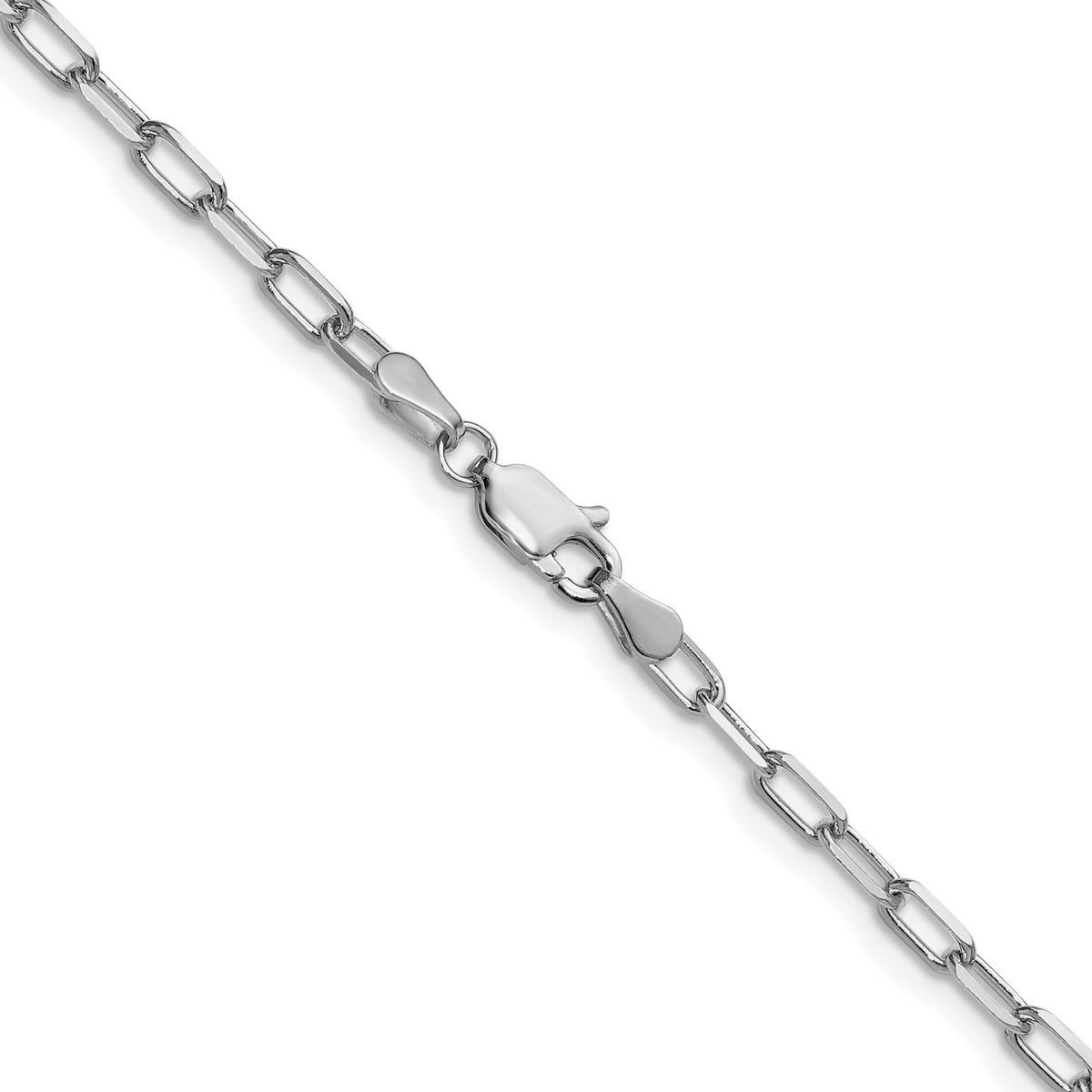 14k White Gold 3.0mm Solid Beveled Paperclip Chain-PEN343W-30