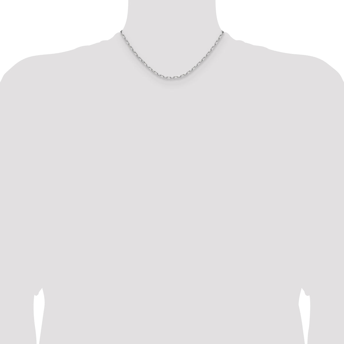 14k White Gold 3.0mm Solid Beveled Paperclip Chain-PEN343W-16