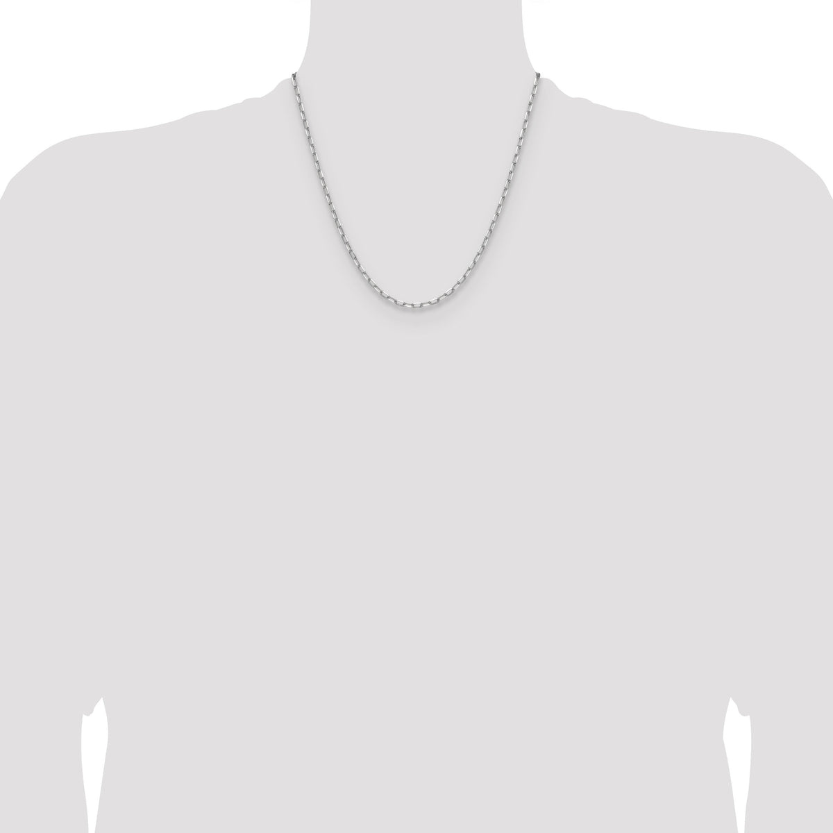 14k White Gold 3.0mm Solid Beveled Paperclip Chain-PEN343W-20