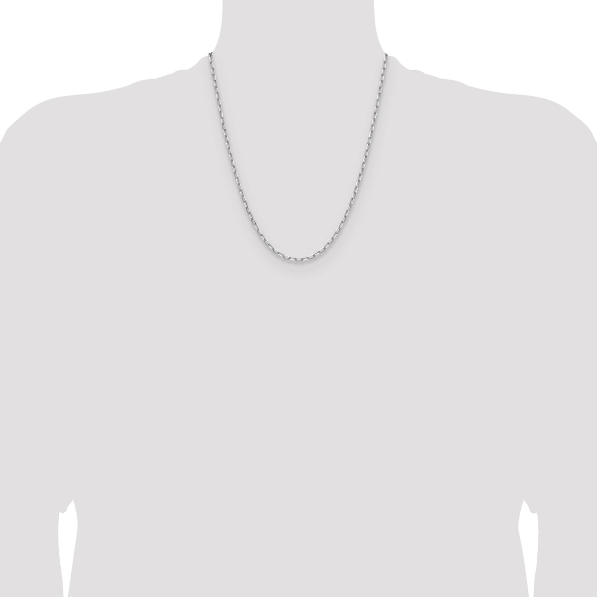 14k White Gold 3.0mm Solid Beveled Paperclip Chain-PEN343W-22